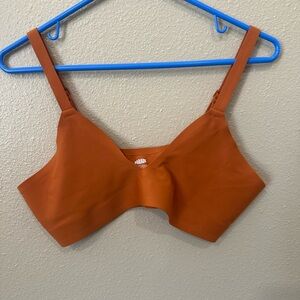 Orange Seamless Bra with Thin Straps